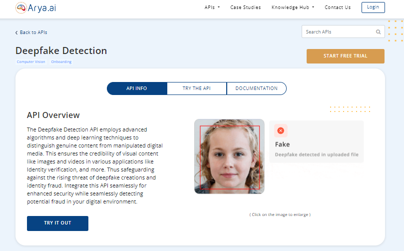 Arya AI deepfake detection tool